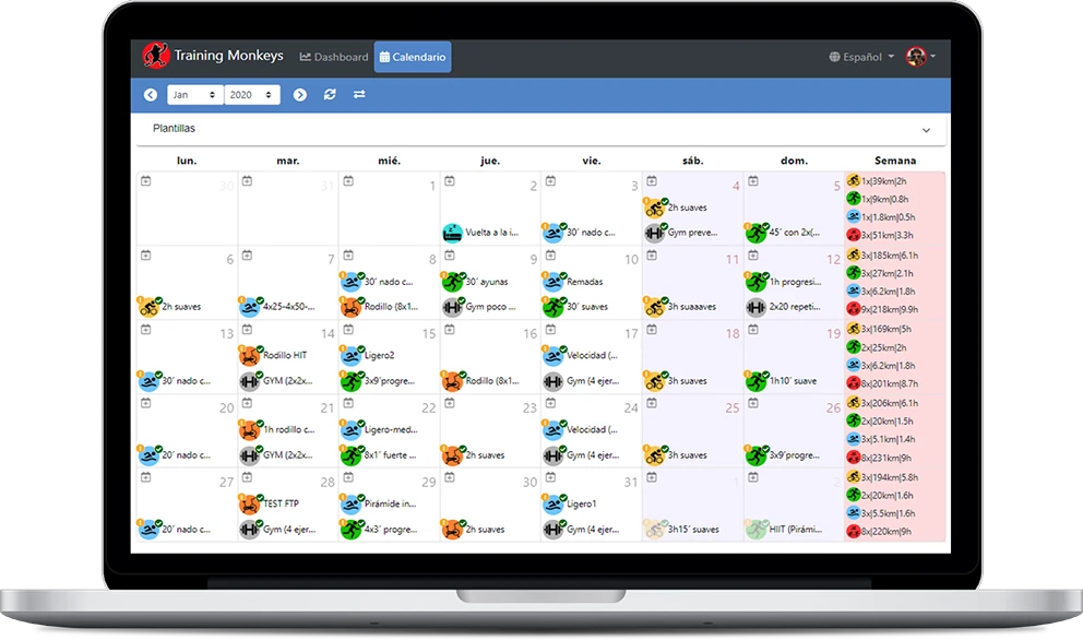 Training Monkeys | Calendar as Athlete on MacBook