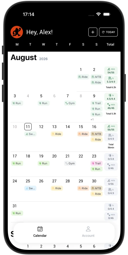 Training Monkeys | Calendario Atleta Mensual Claro
